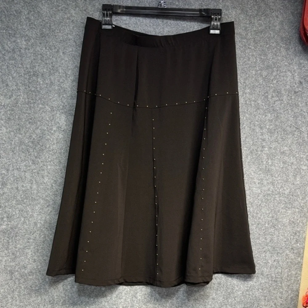 Michael Kors Black A-Line Skirt with Stud Accents skirt M